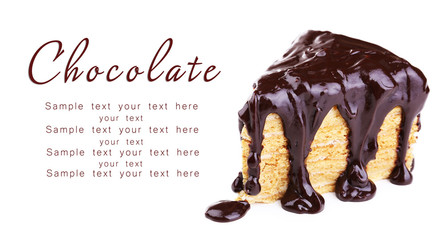 Chocolate cake isolated on white