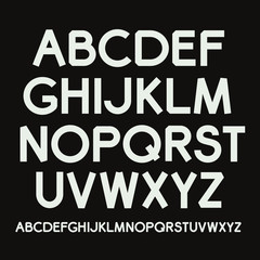 Vector Alphabet Set. White  font on black background