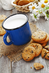 Cookies and mug with milk