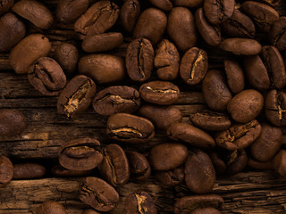 Coffee Beans on wooden background