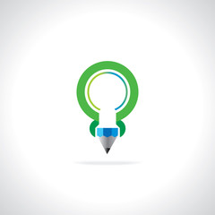creative logo green circle with spanner and pencil vector 