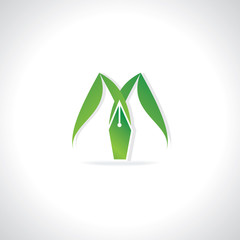 creative logo green leaf concept with nib 