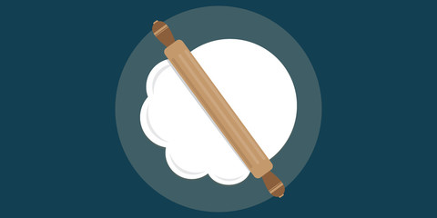 Rolling Pin Flattening Bread Dough in Spotlight