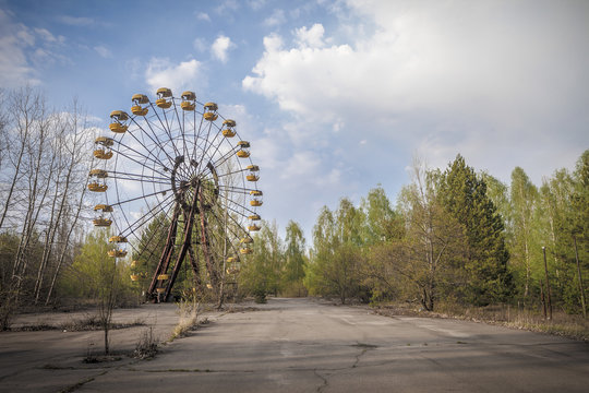 Ferris wheel in amusement park in Pripyat