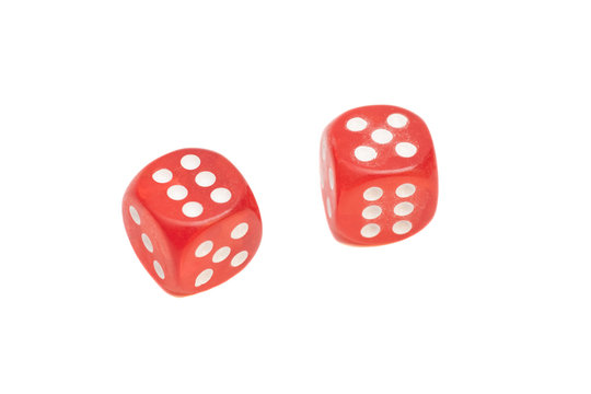 Two Red Dice Isolated On White