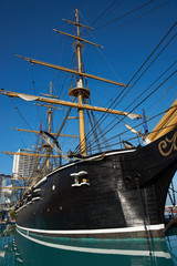 Replica of the Chilean Navy ship Esmeralda that was sunk at the Battle of Iquique in 1879 during...