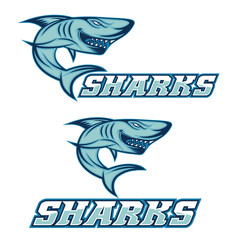 cartoon aggressive shark for sport team
