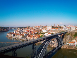 panorama of old Porto at sunset, Portugal