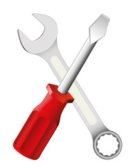 Screwdriver and wrench 
Vector Illustration isolated on white background