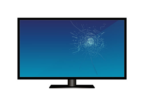 LCD tv monitor, with broken screen
Vector illustration isolated on white background
