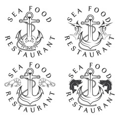 sea food vintage labels set