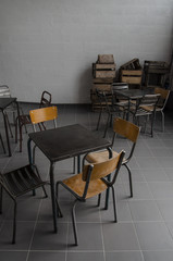 table chaise écolier  école vintage