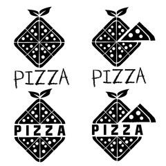 rhombus pizza set vector design template