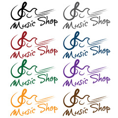 set of music shop emblems