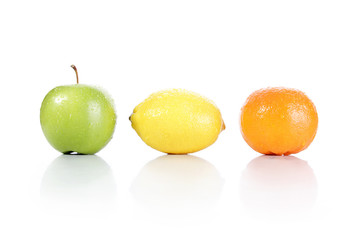 Apple, lemon, and orange
