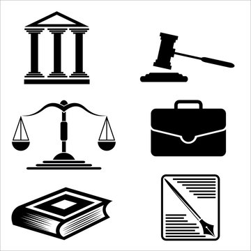 Justice and law. Vector icons.