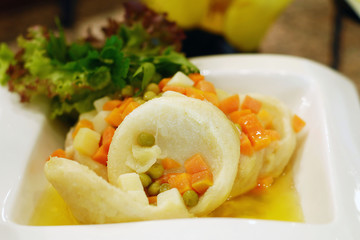 Turkish Cuisine Artichoke hearts stuffed with vegetables
