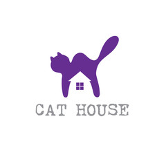 cat house concept vector design template