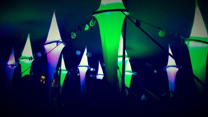 night garden party lamp lights in green and purple