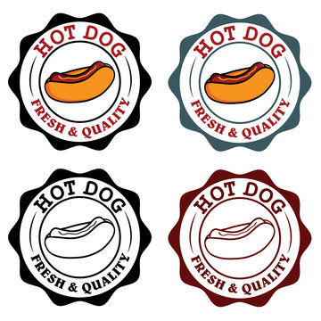 set of vintage labels with hot dog
