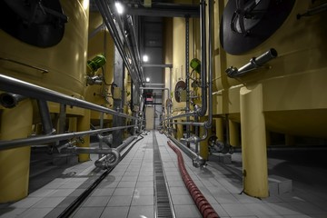 Industrial interior with welded silos