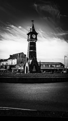 Skegness clocktower in black and white whilst on holiday