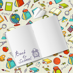 Back to school text in a notebook end  vector doodle - 87788761