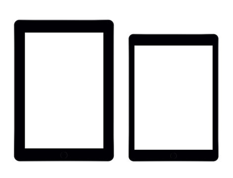 Two blank tablets on white background