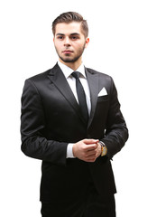 Elegant man in suit isolated on white