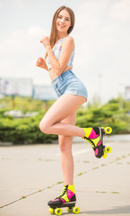 Girl on roller skates