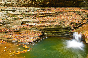 Cave waterfall at Watkins Glen state park