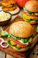 vegan millet black bean pumpkin burgers