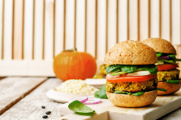 vegan millet black bean pumpkin burgers