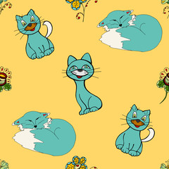 cats seamless pattern