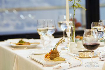 Fine restaurant dinner table place setting