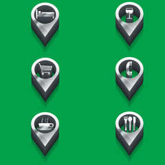 black and white travel icons. isometric