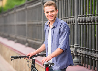Fototapeta premium Boy on bicycle