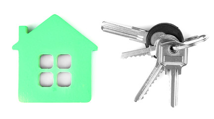 Keys with trinket isolated on white