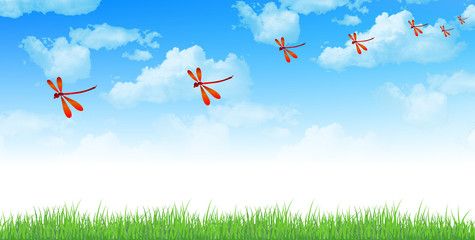 空　赤とんぼ　背景 © J BOY