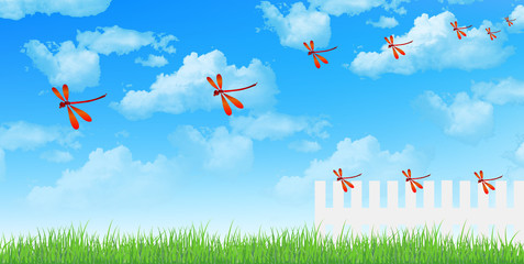空　赤とんぼ　背景 © J BOY