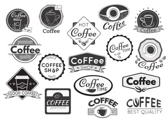 Set of coffee labels, badges and logos for design.