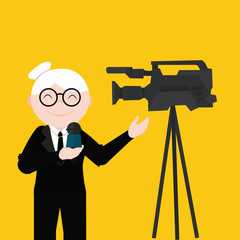 news or journalist illustration over color background