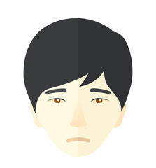 Face of a sad japanese guy.