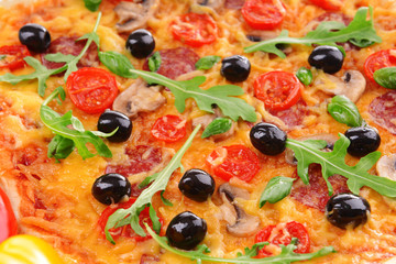 Delicious homemade pizza close-up