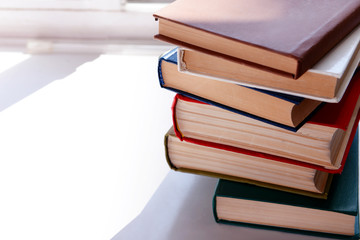 Stack of books close up