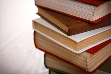 Stack of books close up