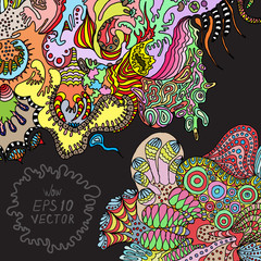 abstract background sketch, hand drawn ornamental doodle, square