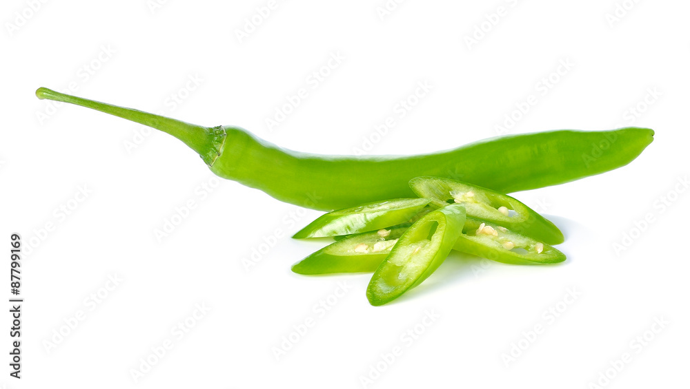 Sticker Green hot chili pepper on white