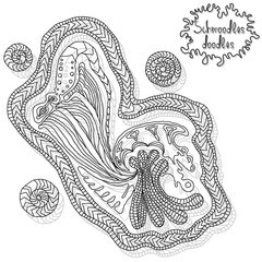 abstract doodle background, sketchy ornamental waves, square card