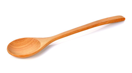 Wooden spoon isolated on white background.